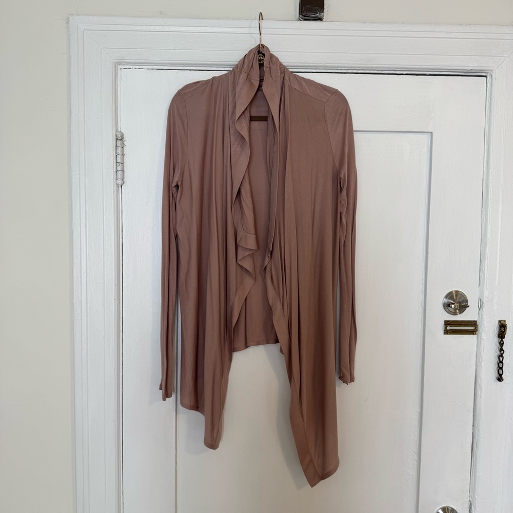 Helmut by Helmut Lang mauve draped jersey cardigan